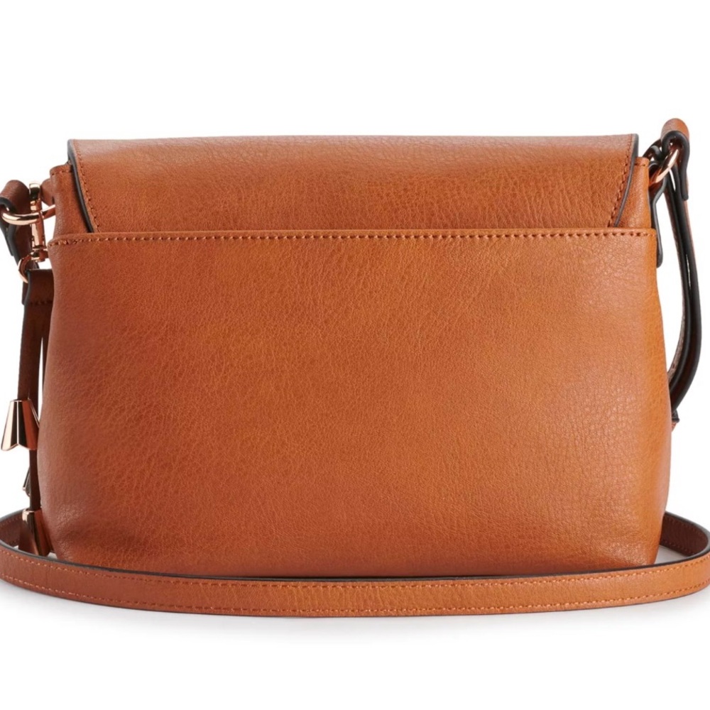 Lauren Conrad Nude Pink Crossbody Bag with Curved Shape and Decorative Flap - Picture 2 of 5